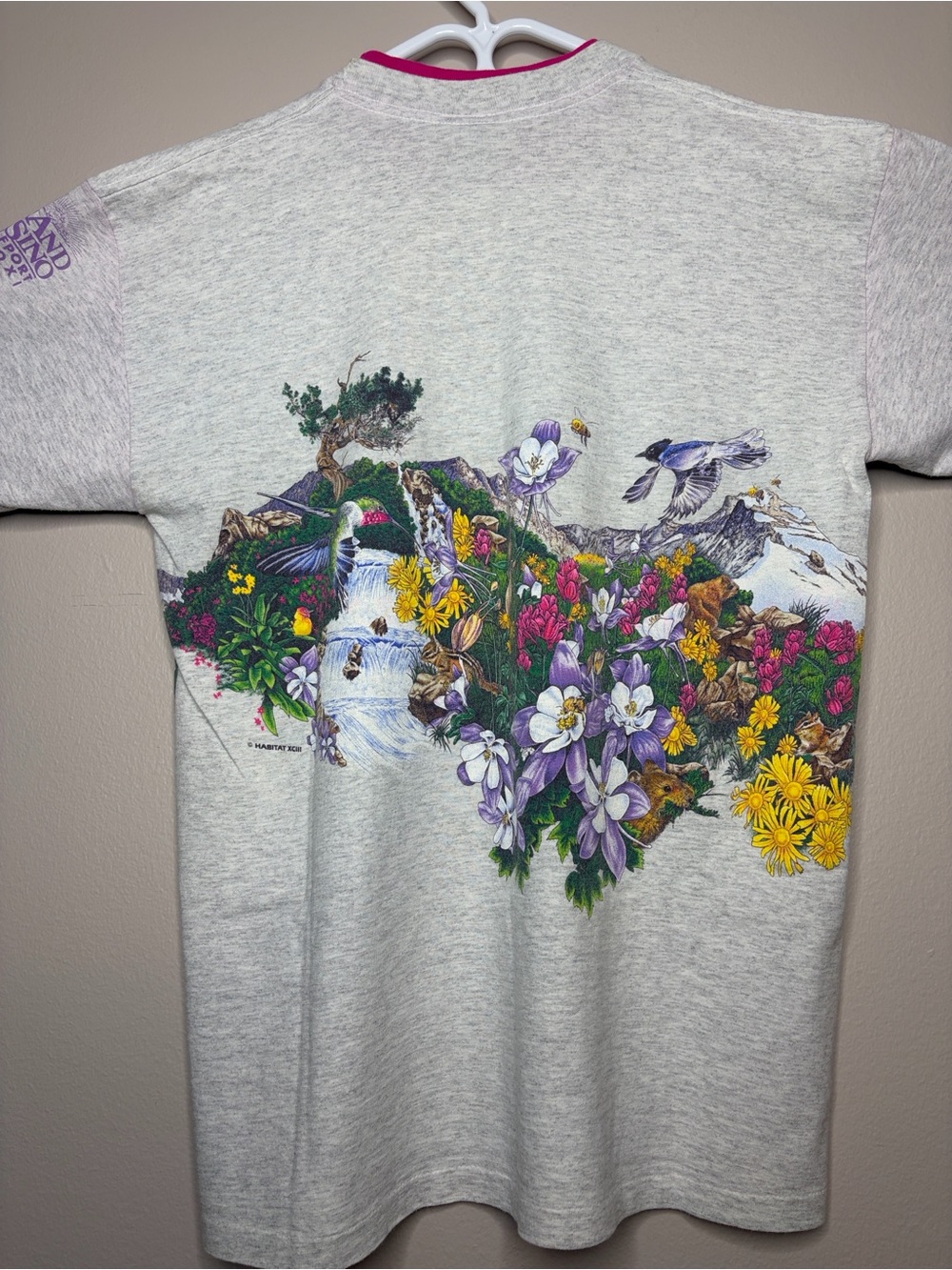 Vintage 90s Habitat Nature Graphic Tee Signal Sport Mega Cotton L - Picture 13 of 14
